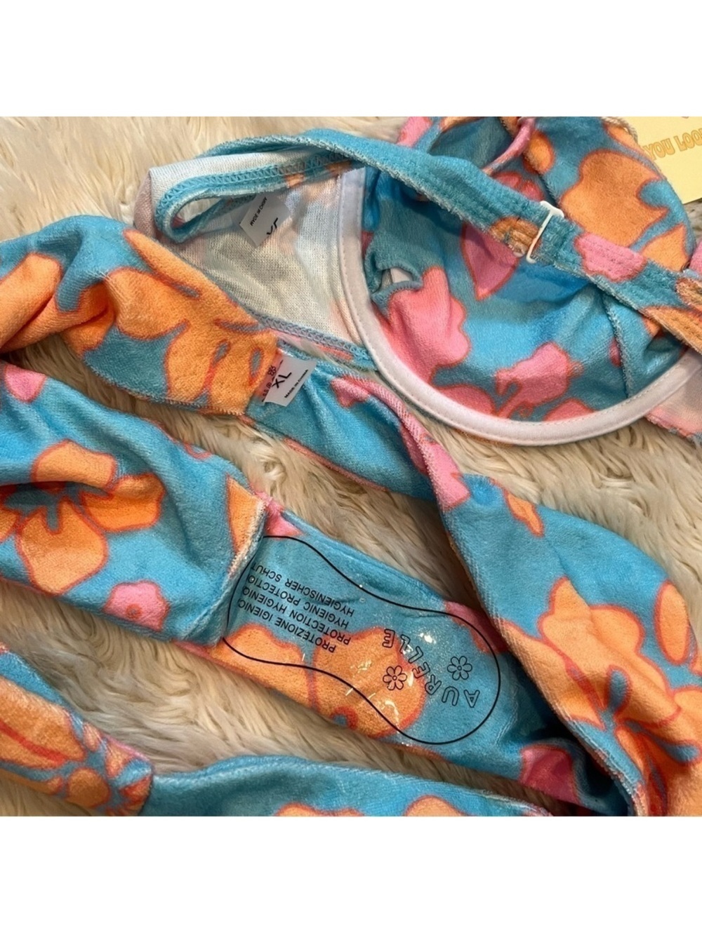 NWT Aurelle Floral tropical Underwire Bikini Set in Orange Pink and Blue - Picture 5 of 5